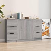 Dressoirs 3 st bewerkt hout grijs sonoma eikenkleurig - thumbnail