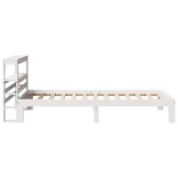 Bedframe met hoofdbord massief grenenhout wit 75x190 cm - thumbnail