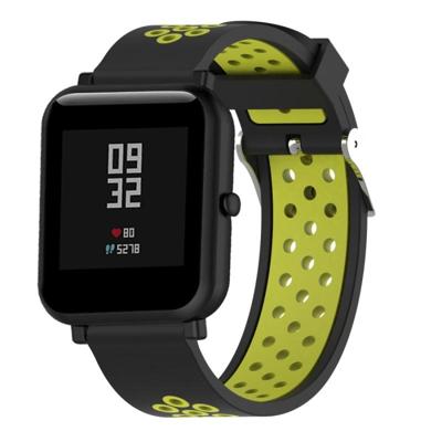 Dubbele kleur silicone sport polsband voor Xiaomi Huami Amazfit bip Lite versie 20mm (zwart geel)