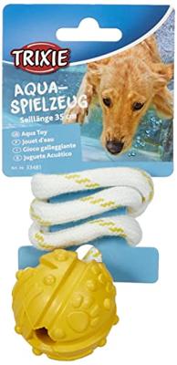 Trixie bal aan touw natuurrubber drijvend assorti - thumbnail