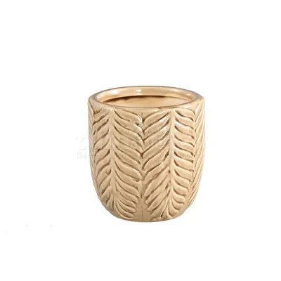 PTMD Bloempot Jux Leaf Bruin Ø10cm PTMD Bloempot Jux Leaf Bruin Ø10cm