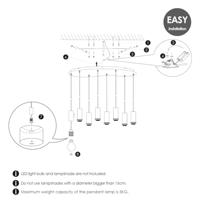 Metaal kroonluchter - Industrie hanglamp - Zwart - Met 8 pcs lampvoeten - Ontworpen voor Eetkamer en Slaapkamer - 80 X 27.5 X 117.5cm - set met E27 Lamphouder - voor Lampenkap met Doorsnede max 15cm - Gloeilamp Niet Inbegrepen - thumbnail
