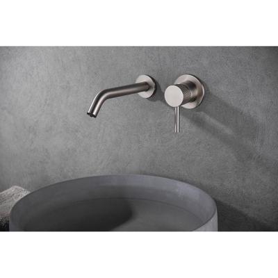 Wiesbaden Ribbd Eenhendel Wastafelkraan - Inbouw Compleet - Geborsteld Staal