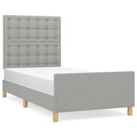 Bedframe met hoofdeinde stof lichtgrijs 90x190 cm - thumbnail