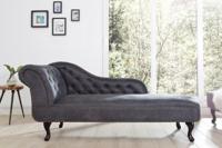 Chesterfield chaise longue 170cm antiekgrijs met knoopstiksel en klinknagels - 37475 - thumbnail