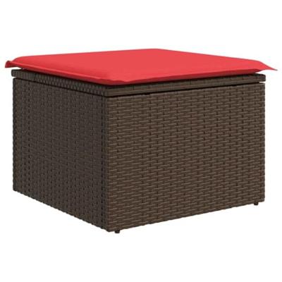 8-delige Loungeset met kussens poly rattan acacia bruin