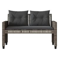 4-delige Loungeset met kussens poly rattan en glas grijs - thumbnail