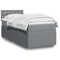 Boxspring met matras stof lichtgrijs 90x190 cm - thumbnail