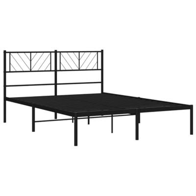 Bedframe met hoofdbord metaal zwart 120x190 cm