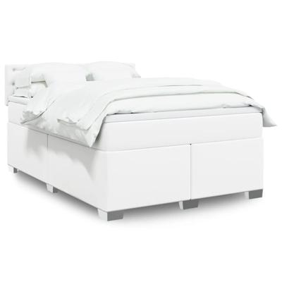 Boxspring met matras kunstleer wit 140x200 cm - thumbnail