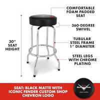 Fender Custom Shop Logo Barstool 30" Black/Chrome gitaarkruk (76 cm) - thumbnail