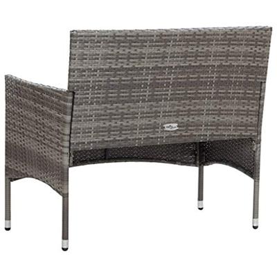 4-delige Loungeset met kussens poly rattan grijs