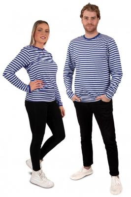 Dorus trui blauw/wit luxe lange mouw