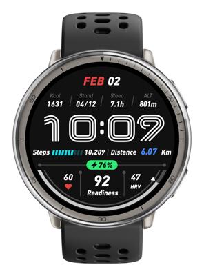 Amazfit Active 2 Round NFC Zwart Leer, Normaal