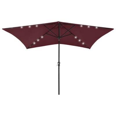 VidaXL Parasol met led's en stalen paal 2x3 m bordeauxrood VidaXL Parasol met led's en stalen paal 2x3 m bordeauxrood