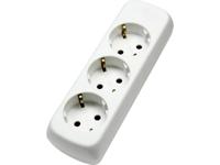 Schwabe Stekkerdoos wit 3 x randaarde zonder kabel - thumbnail