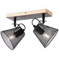 Brilliant 40113/76 - 2 Spots Plafondlamp Metaal/Hout - thumbnail