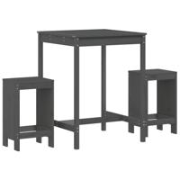 3-delige Tuinbarset massief grenenhout grijs - thumbnail