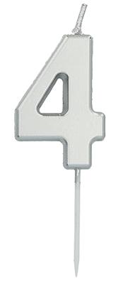 Cijferkaars &apos;4&apos; Zilverkleurig 5cm