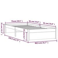 Bedframe massief hout honingbruin 75x190 cm 2FT6 Small Single - thumbnail