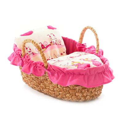Gevlochten poppen draagmand - Prinses Roze