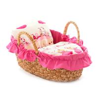 Gevlochten poppen draagmand - Prinses Roze - thumbnail