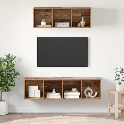 TV-kast set 2 pcs Oud hout 37 x 37 x 142.5 cm Bewerkt hout