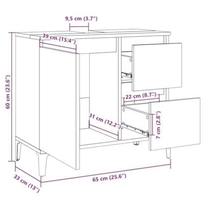 Badkamerkast 65x33x60 cm bewerkt hout wit Badkamerkast 65x33x60 cm bewerkt hout wit