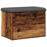 Opbergbankje 62x42x45 cm bewerkt hout oud houtkleurig - thumbnail