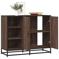 Dressoir 92x35x76 cm bewerkt hout bruin eikenkleurig - thumbnail