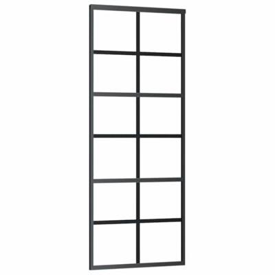 Schuifdeur met beslagset 76x205 cm ESG glas zwart
