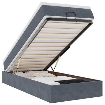 Ottoman bed met matras 90x200cm fluweel donkergrijs