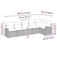 Tuinbankenset met kussen 6 pcs Beige en Licht Grijs poly rattan - thumbnail