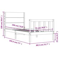 Bedframe met hoofdbord massief hout - thumbnail
