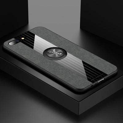 Voor OPPO R11 XINLI stiksels doek Textue schokbestendig TPU beschermhoes met ring houder (grijs)