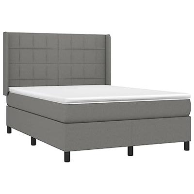 Boxspring met matras en LED stof donkergrijs 140x190 cm