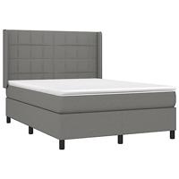 Boxspring met matras en LED stof donkergrijs 140x190 cm - thumbnail