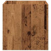 Plantenbak 40x40x40 cm bewerkt hout oud houtkleurig - thumbnail