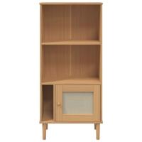 Boekenkast SENJA rattan-look 60x35x130 cm grenenhout bruin - thumbnail