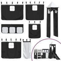 Stapelbed met glijbaan en gordijnen wit en zwart 90x200 cm - thumbnail