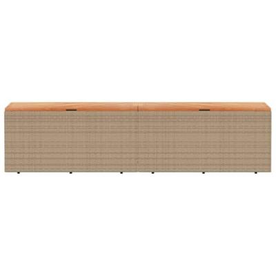 Tuinbox 220x50x54 cm poly rattan en acaciahout beige