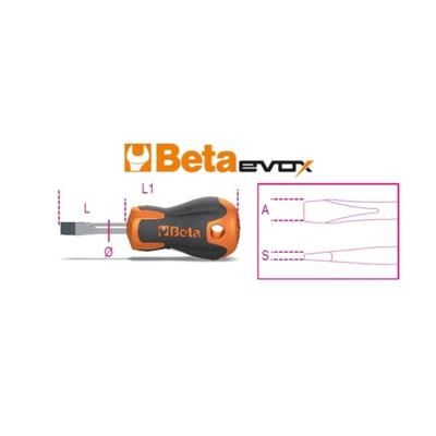 Beta 1201EN 6,5X30 Evox schroevendraaiers voor sleufsschroeven | extra-korte uitvoering | verchroomd | tip gebruneerd - 012011106 012011106