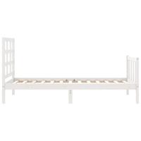 Bedframe met hoofdbord massief hout wit - thumbnail