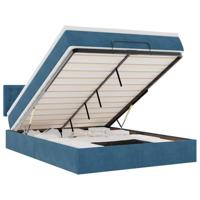 Ottoman bed met matras 140x200cm fluweel donkerblauw - thumbnail