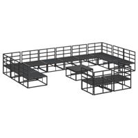 Tuinbankenset met kussen 13 pcs Zwart Aluminium - thumbnail