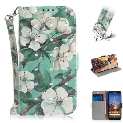 3D-schilderij aquarel bloem patroon gekleurde tekening horizontale Flip lederen case voor Google pixel 3a met houder & kaartsleuven & portemonnee