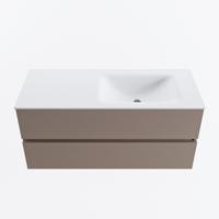 MONDIAZ VICA 110cm badmeubel onderkast Smoke 2 lades. Wastafel CLOUD rechts zonder kraangat, kleur Talc. - thumbnail