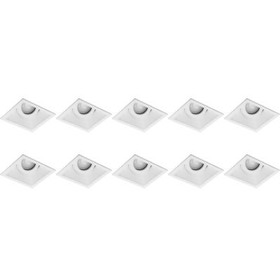 Kantelbare Vierkante Inbouwspot GU10 - 10-pack - Wit Aluminium - 93mm