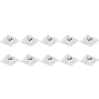 Kantelbare Vierkante Inbouwspot GU10 - 10-pack - Wit Aluminium - 93mm - thumbnail