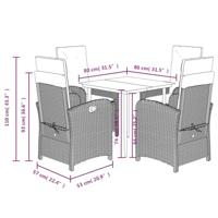 5-delige Tuinset met kussens poly rattan grijs - thumbnail